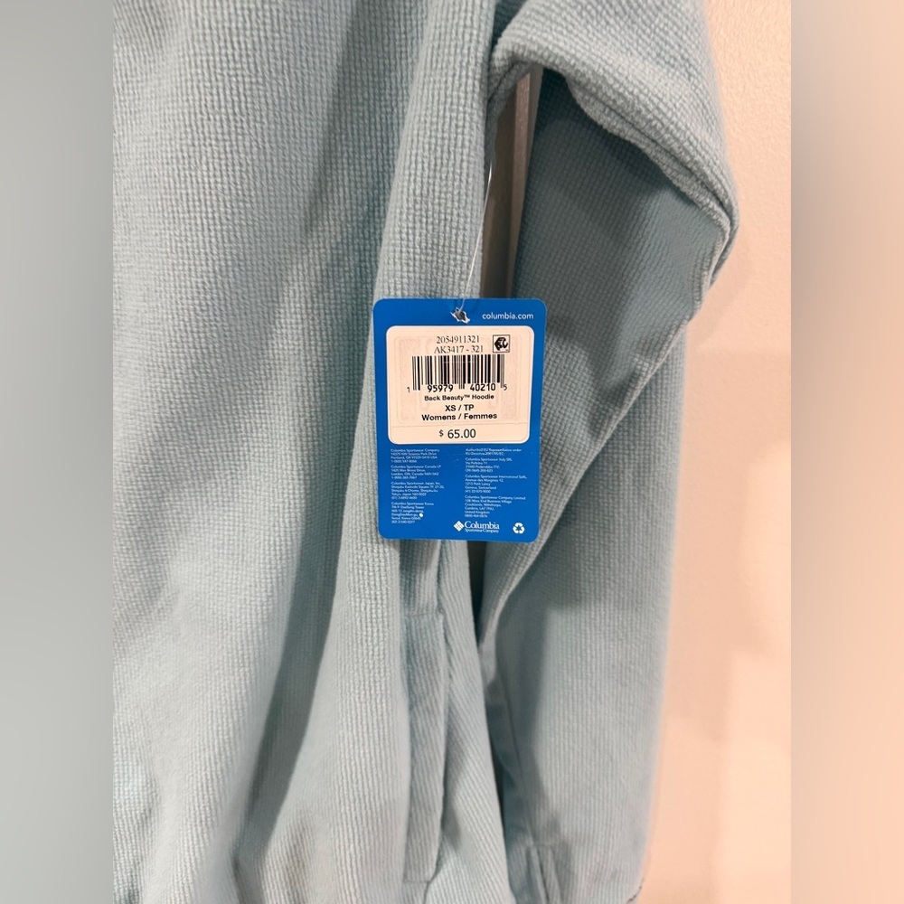 Columbia Omni-Wick Fleece Hoodie Pullover XS Aqua Blue Lightweight Active NWT - Picture 4 of 10